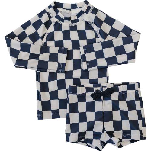 Wavy Checkered Long Sleeve Swim Set – August + Willow
