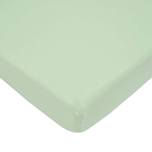 American Baby Company Fitted Mini Crib Sheet 24" x 38", Soft Breathable Neutral 100% Cotton Jersey Portable Sheet, Green, for Boys and Girls, Fits Most Pack N Play and Mini Crib Mattresses