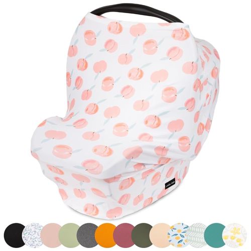 Breathable Nursing Cover Up and Car Seat Cover for Babies Simka Rose - Breastfeeding Cover for Baby Boy & Girl - Adjustable Stretchy Infant Carseat Canopy Carrier Cover for Summer - Must Have Registry