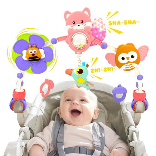 Style-Carry Baby Stroller Arch Toy, Musical Car Seat Toys, Adjustable Arch Crib Accessory Toys, Activity Arch Bar Toys for Baby 0-18 Months