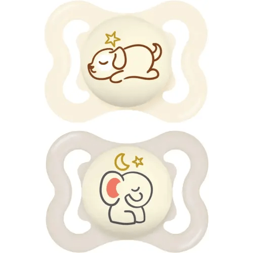 MAM Supreme Night Baby Pacifier, for Sensitive Skin, Patented Nipple, 2 Pack, 0-6 Months, Unisex,2 Count (Pack of 1)