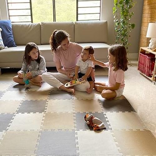 MioTetto 18 (2 for free) Tiles of Soft Non-Toxic Baby Play Mat, EVA Foam Jigsaw Puzzle Play Mat, Interlocking Squares for Babies, Toddlers & Kids Gym, Nursery, Playroom, 16 Sq Ft