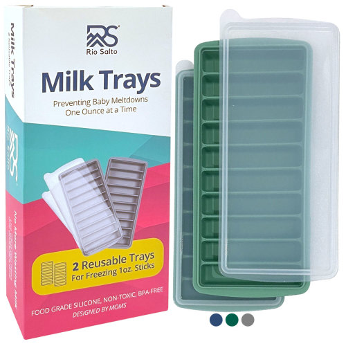 Rio Salto Milk Trays, Breastmilk Freezer Tray Organizer, Freeze and Store Milk and Baby Food in 1 Ounce Sticks, Breast Milk Freezer Containers 1 oz Breastmilk Ice Cube Tray Storage Container, 2-pack