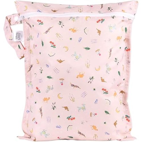 Bumkins Disney Waterproof Wet Bag for Baby, Travel, Swim Suit, Cloth Diapers, Pump Parts, Pool, Gym Clothes, Toiletry, Strap to Stroller, Daycare, Zip Reusable Bag, Packing Pouch, Princess Magic Pink