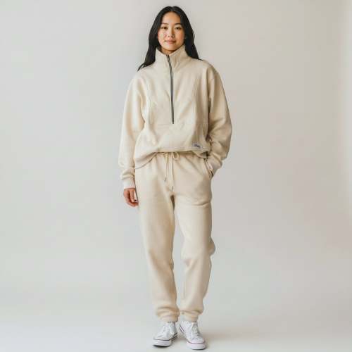 Half-Zip Nursing Sweater & Sweatpants Set