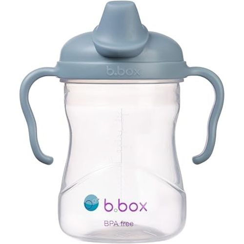 b.Box Baby Transition Spout Cup, BPA Free, Leak Proof, Easy-Grip Handles, Silicone Spout, Ocean, 240ml