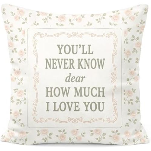 Sage Green and Pink Floral Girl Nursery Pillow Cover 18x18, Wildflower Nursery Decor, You'll Never Know Dear How Much I Love You Throw Pillow Cover for Nursery Baby Toddler Girls Kids Room