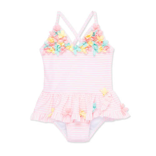 Little Me Pink 3D Multi Swimsuit