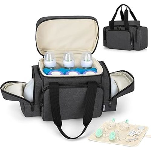 BAFASO Insulated Wearable Breast Pump Bag (with a Waterproof Pad) Compatible with Momcozy* S12 Pro, Momcozy* M5 and Elvie*, Wearable Breast Pump Carrying Case, Black