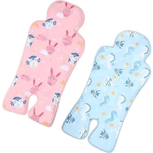 Qunclay 2 Pcs Gel Car Seat Cooler Pad for Baby Cooling Pad for Stroller Breathable Universal Car Cooler Mat Multifunctional Baby Stroller Seat Liner Cushion Chair(Rabbit, Seahorse)
