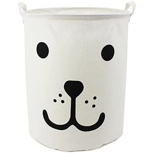 Homele 19.7" Large 65L Waterproof Laundry Hamper Bucket, Cute Cartoon Dog Foldable Cotton Fabric Laundry Basket Storage Basket Bin Organizer for Bedroom, Bathroom, Drom, Nursery (Smiling Dog)