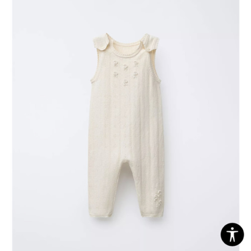 OPENWORK AND EMBROIDERED KNIT OVERALLS - Ecru | ZARA United States