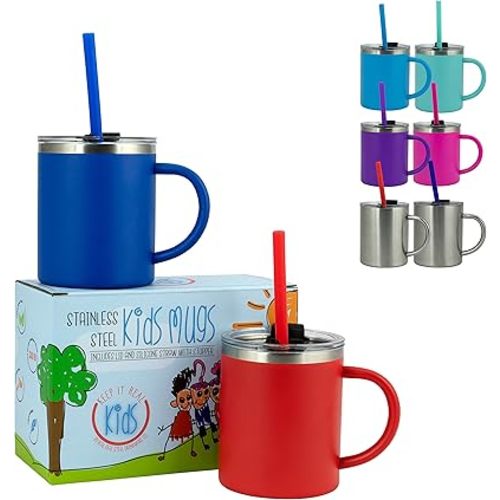 "Keep it Real Kids Mugs - 100% Lead and BPA Free Kids Coffee Mug for Hot Chocolate - Set of 2
