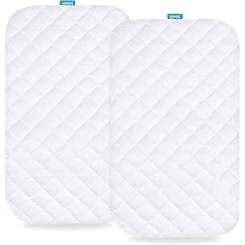 Waterproof Bassinet Mattress Pad Cover Fit for Jimglo 3 in 1, Nordmiex, BabyBond, INFANS, HARPPA, and Ihoming Bedside Bassinet, 2 Pack, Ultra Soft Surface, Breathable and Easy Care