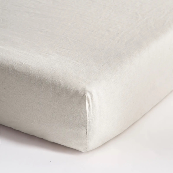 European Linen Fitted Crib Sheet in Sand