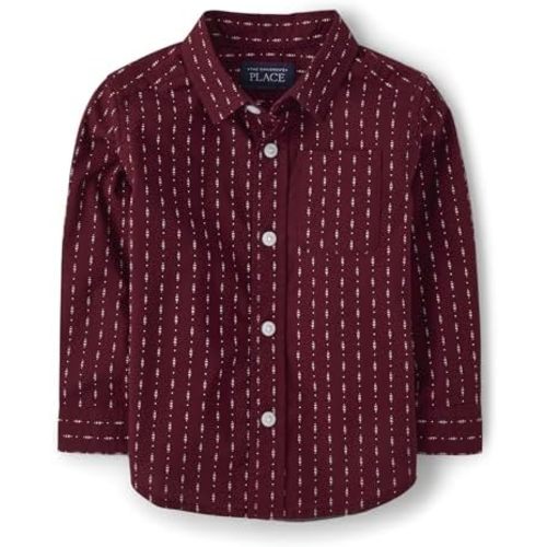 The Children's Place Baby Boys' and Toddler Poplin Long Sleeve Button Down Shirt