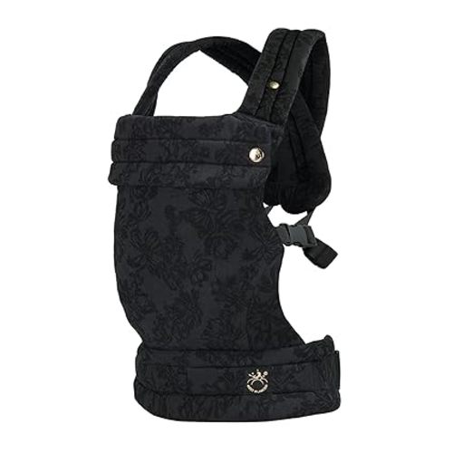 NEST BLANCHE Baby Carrier – Soft Cotton Linen Blend with Magnolia Jacquard Design, Adjustable and Ergonomic for Newborns and Toddlers (Ebony)
