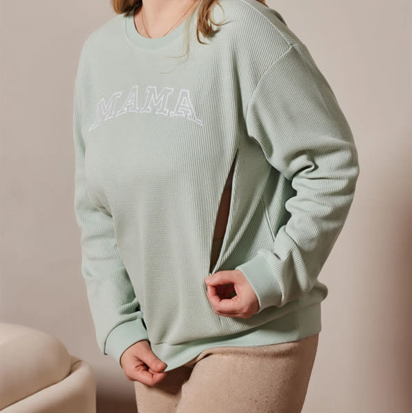 Waffle Knit Mama With Zippers Breastfeeding Sweatshirt – Giftifymama