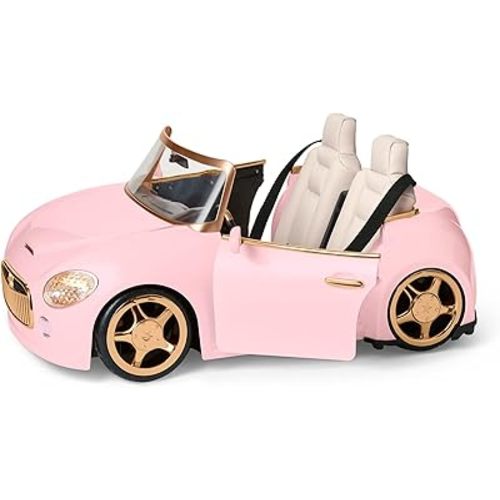 American Girl Truly Me 18-inch Doll Pink Remote-Control Sports Car Playset with Working Doors & Headlights, For Ages 6+