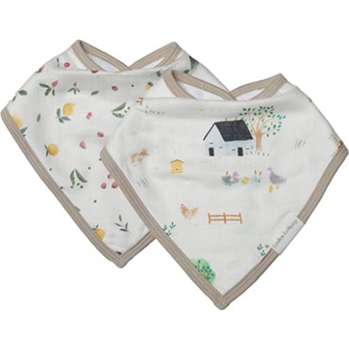 Loulou Lollipop Muslin Bandana Bib Drool Bib Set for Baby Girl and Boy, Adjustable 3 to 36 Months, 2 Pack