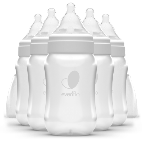 Evenflo Balance + Wide Neck Natural Multi-Pack Set, BPA-Free Plastic Baby Bottles, 9oz, Clear, 6ct