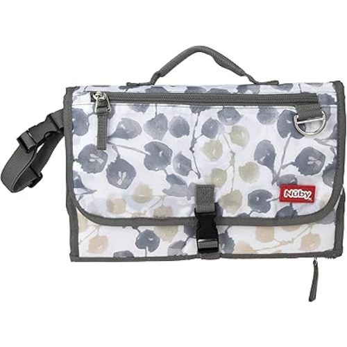 Nuby Portable Baby Changing Pad Station, Quick Wipe Clean Changing Mat with Built-in Pillow, Floral Print