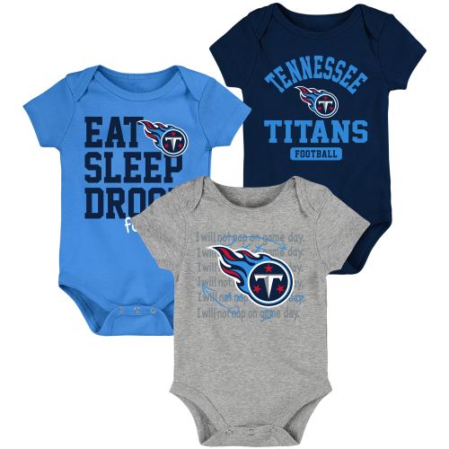 Tennessee Titans Newborn & Infant Eat, Sleep, Drool Football Three-Piece Bodysuit Set - Navy/Light Blue