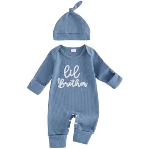 Little Brother Newborn Outfit Romper Coming Home for Fall Winter