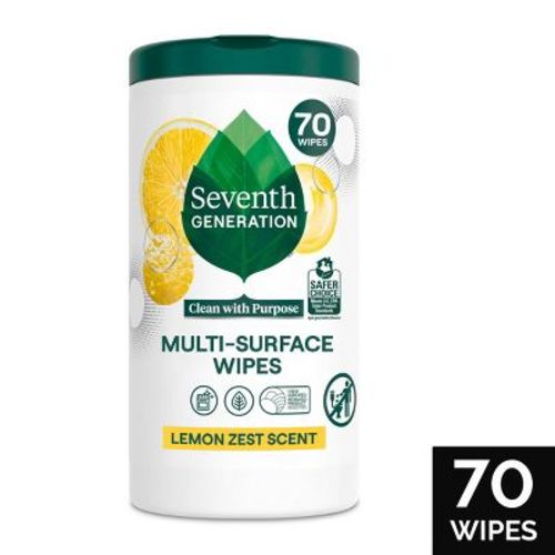 Seventh Generation Lemon Zest Multi-surface Cleaning Wipes - 70ct