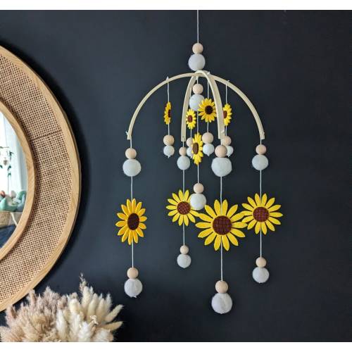 baby Mobile, Baby mobile with sunflower, flower baby nursery, boho baby mobile. baby mobile with flowers, boho nursery decor, nursery decor