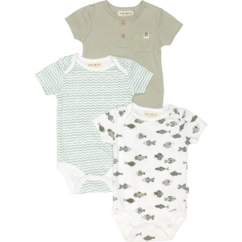 Rabbit + Bear Organic Infant Boys Cotton Baby Bodysuits - 3-Pack, Short Sleeve - Save 44%