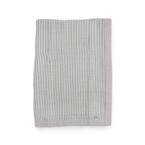 Cotton Muslin Baby Quilt - Grey Stripe