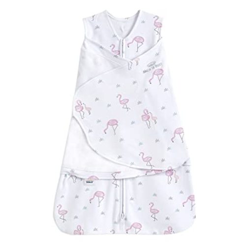 HALO 100% Cotton Sleepsack Swaddle, 3-Way Adjustable Wearable Blanket, TOG 1.5, Flamingos, Newborn, 0-3 Months