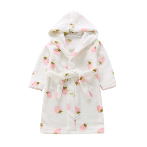 Utoimkio Toddler Baby Boys Girls Hooded Bathrobe Soft Flannel Bath Robe Fall Winter Floral Print Warm Pajamas Dressing Night Gown Sleepwear