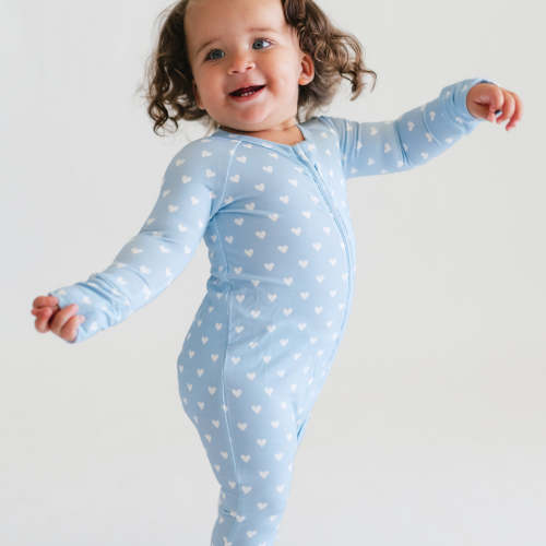 Infant Romper in Blue Hearts