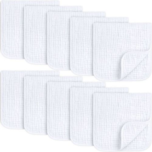 KeaBabies Lyra Muslin Burp Cloths Baby Boy, Girl, 100% Soft Cotton Muslin Burping Cloths for Newborn, Baby Rag 21"x10" (Soft White)
