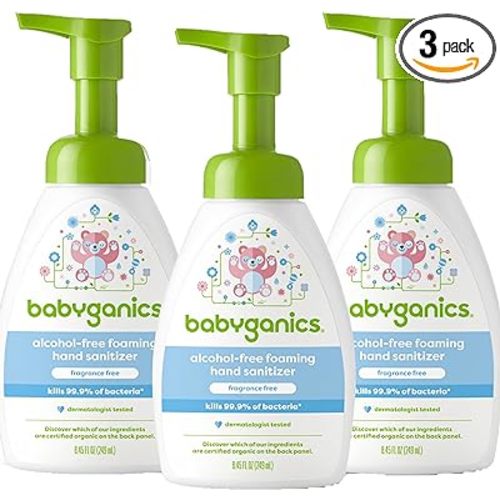 Babyganics Foaming Pump Hand Sanitizer, Alcohol Free, Fragrance Free, Kills 99.9% of Common Bacteria, Moisturizing, 8.45 Fl Oz (Pack of 3)
