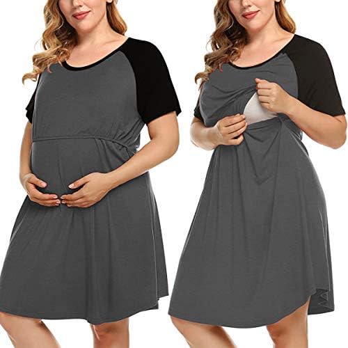 MONNURO Women's Plus Size Labor and Delivery Gown Nursing Nightgown Maternity Sleepwear Dress for Breastfeeding