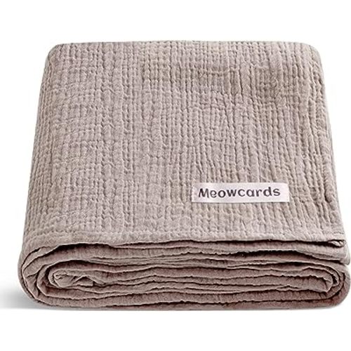 Muslin Swaddle Blankets for Baby, Unisex Baby Boys Girls Essentials, Large 47 x 47 inches, Boho Style Receiving Blankets Newborn Registry Must Haves (Vintage Taupe)