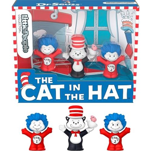 Little People Collector Dr. Seuss the Cat in the Hat Book Special Edition Set for Fans, 3 Figures in a Display Package