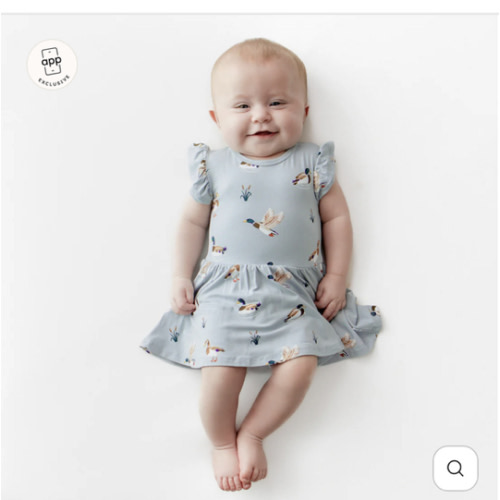 Twirl Bodysuit Dress in Mallard Duck