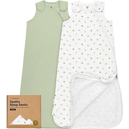2-Pack Organic Baby Sleep Sacks, 100% Cotton - Soft & Breathable 0.5TOG Baby Wearable Blanket, Toddler Sleeping Sack 6-18 months, Easy to Wear Transitional Swaddles for Newborns, Infants(Roarsome, M)