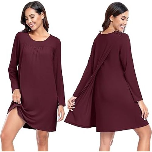 Deyeek Hospital Gowns for Women Tear Away Snap Long Sleeve Open Back Dress Nursing Gowns Post Shoulder Surgery Dress