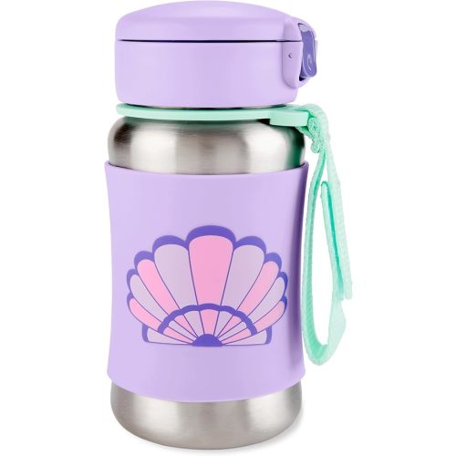 Skip Hop Toddler Sippy Cup with Straw, Sparks Stainless Steel Straw Bottle, Seashell