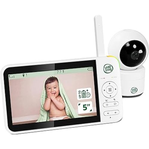 LeapFrog Video Baby Monitor - 5-Inch Color Screen, 31-Hour Battery, Secure Non-WiFi FHSS, Remote Pan Tilt Zoom, Night Vision, 2-Way Talk | LeapView 360