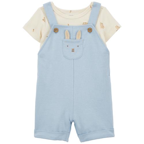 Baby 2-Piece Tee & Bunny Shortall Set - NB - Style,Blue/Cream