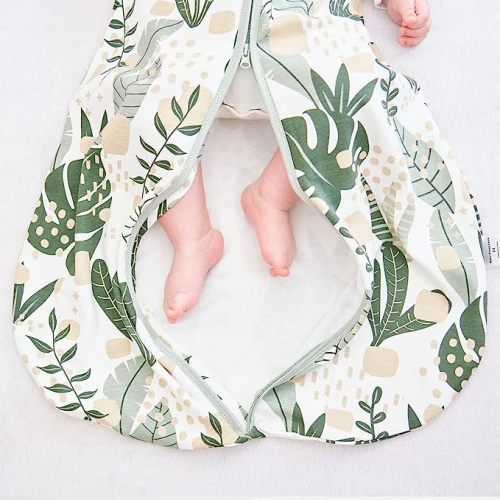 Yoofoss Baby Sleep Sack 0-6 Months Wearable Blanket for Babies 100% Cotton 2-Way Zipper TOG 0.5 Toddler Sleeping Sack 3 Pack, Sleep Sacks - Banana&leaf&green - Small
