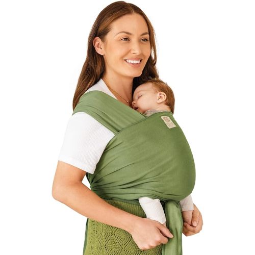 LÍLLÉbaby Dragonfly Wrap Ergonomic Baby Wrap Carrier for Infants, Comfortable & Supportive, Soft & Breathable, Adjustable Carrier for Babies 8-30 lbs (Moss)