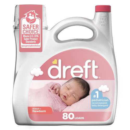 Dreft Newborn Baby Liquid Laundry Detergent, Sensitive Skin, Hypoallergenic, 80 Loads, 105 fl oz