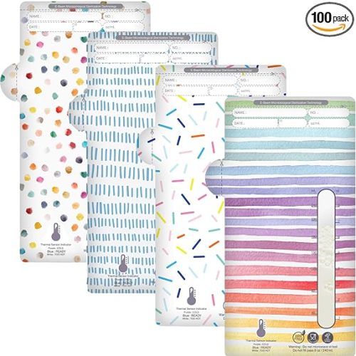 SPOSIE SimpleFeed Breast Milk Storage Bags | Feeding Made Easier | 8oz, 100 Count | Easy Pour, Temperature Sensor, Freezer Safe, Leak-Proof, BPA-Free